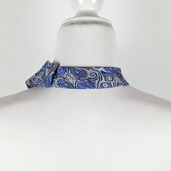 Ogsplosh Blue Silk Ascot Scarf Made From A Repurposed Silk Tie NEW - Picture 6 of 7